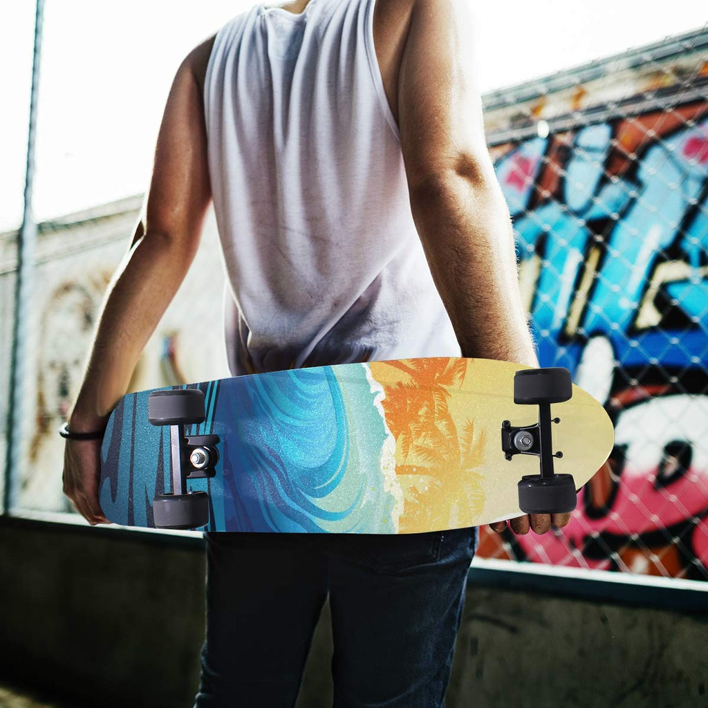 senya Skateboard Grip Tape Wave Sunrise Palm Trees Longboards Griptape Sandpaper for Rollerboard