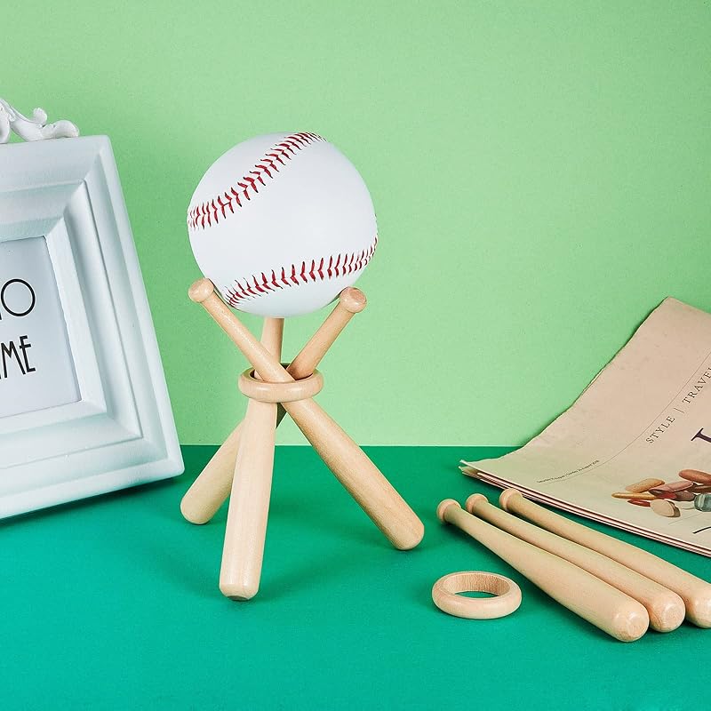 Maitys Baseball Stand Holder - Wood Table Display (Variation 4) - 15x1.5 cm