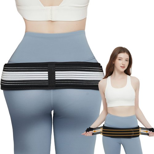 Sacroiliac Belt - SI Joint Belt for Alleviate Sciatica,Joint,Pelvis,Lower Back,Leg and Sacral Nerve Pain Caused by Si Joint Dysfunction -Adjustable Pelvis Hip Belt for Women and Men (Regular 32"-47")