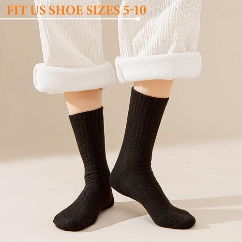 VoJoPi Wool Socks for Women Thermal and Warm Hiking Winter Thick Cozy Cushion Boot Work Socks 5 Pairs, Size 5-10