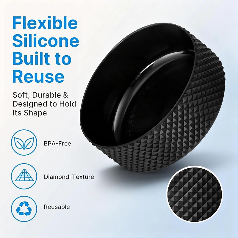 Silicone Bottle Sleeve for 64 oz YETI Rambler, Hydro Flask & Similar Wide Mouth Bottles - Black
