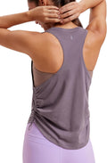 CRZ YOGA Pima Cotton Tank Top for Women - Ruched Side Design | Casual Racerback Sleeveless Shirt