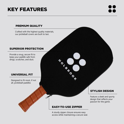 Holbrook Premium Pickleball Paddle Cover (Black/White) | Durable Covers for Paddles | Quality Pickleball Accessories and Pickleball Equipment | Protective Case
