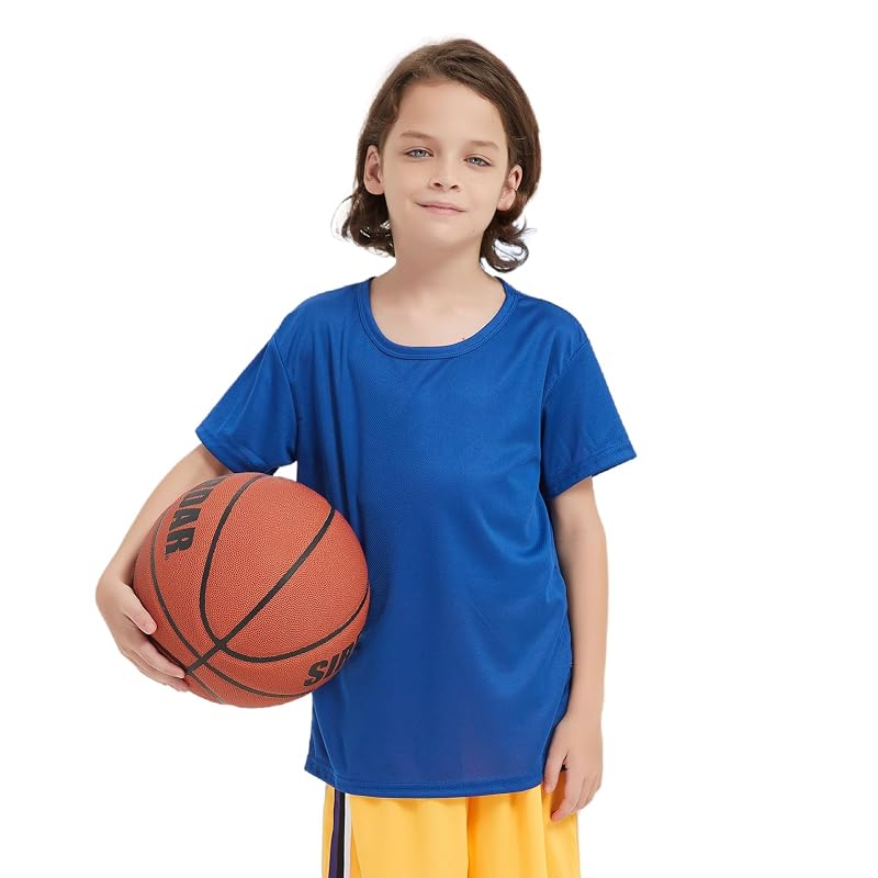4 Pack Boys Quick Dry T-Shirts - Mesh Moisture Wicking Active Tee (4-18 Years) Black Gray White Dark Blue