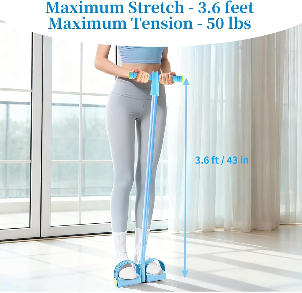 Pedal Resistance Bands - Upgrade 6-Tube Manual Tension Training | Natural Rubber for Full-Body Fitness