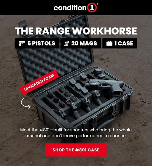 Condition 1 18" Pistol Case - Heavy Duty Waterproof Hard Gun Case with 5 Slot Foam | TSA Friendly, Made in USA