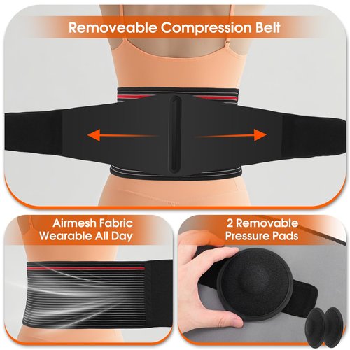 Umbilical Hernia Belt for Men and Women, FSA Eligible Items, Hernia Support with 2 Removable Compression Pads and Pressure Belt, Ultra-breathable Abdominal Hernia Belt for Belly Button Hernia, HSA Approved Products Only