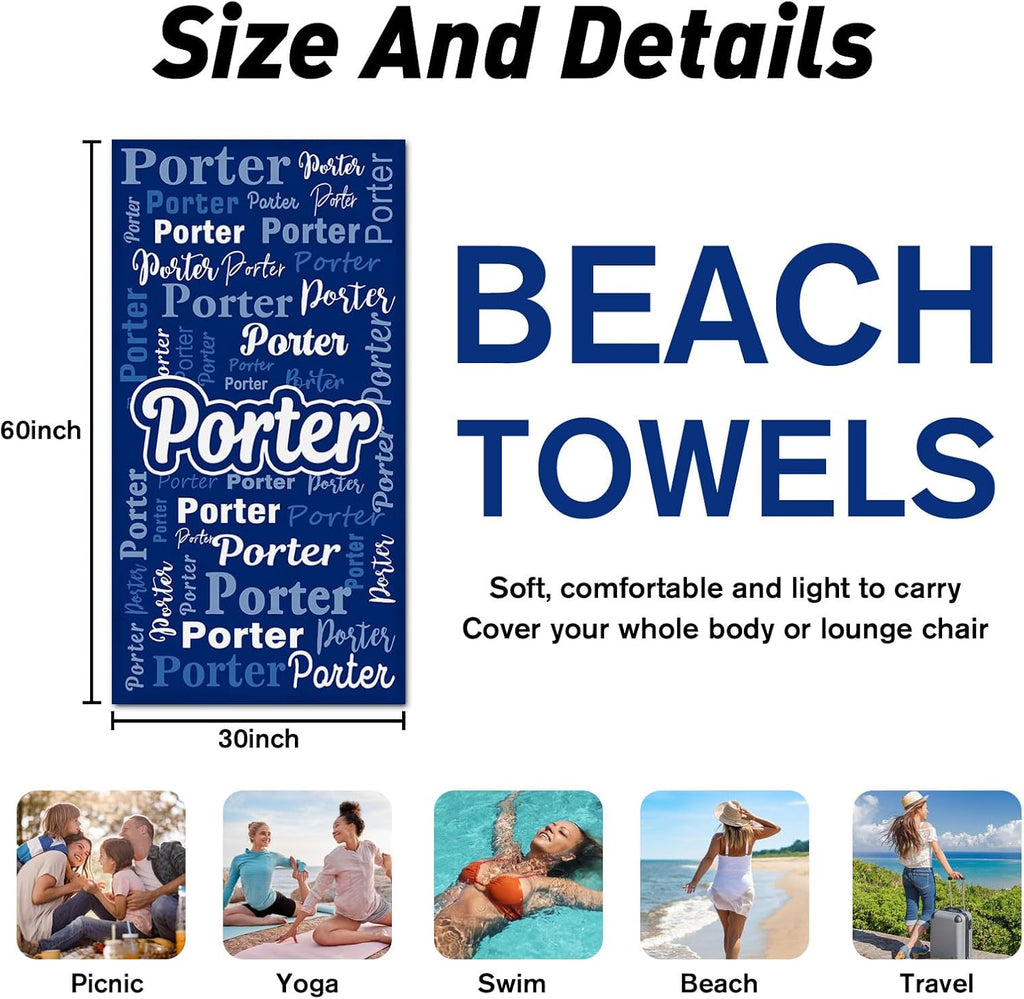 Skiennix Custom Beach Towel for Kids - Personalized Microfiber Sandproof Pool Towel | Pink Easter Gift