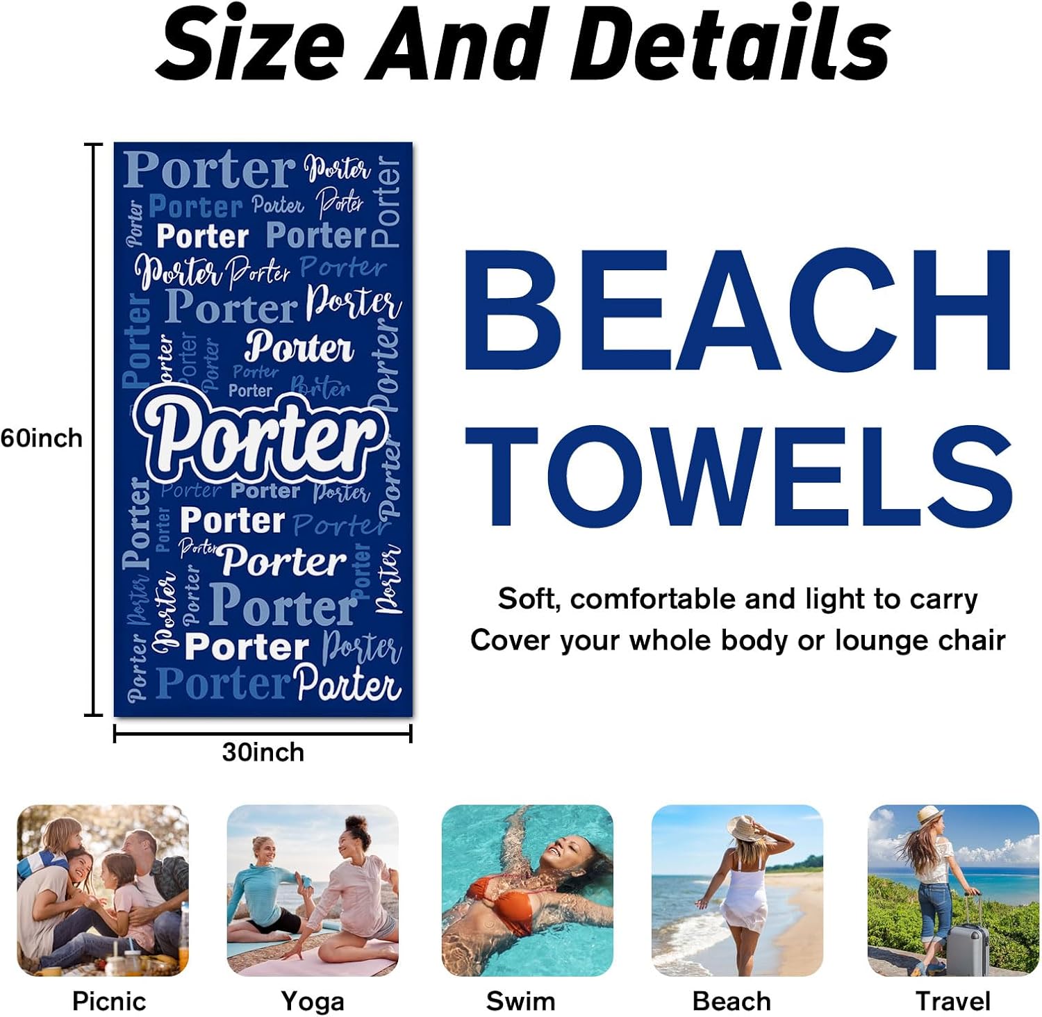 Skiennix Custom Beach Towel for Kids - Personalized Microfiber Sandproof Pool Towel | Pink Easter Gift