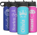 Skiennix Personalized Insulated Stainless Steel Water Bottle - Custom Engraved 18 oz | Flip Top Lid & Straw for Kids, Teens, Adults