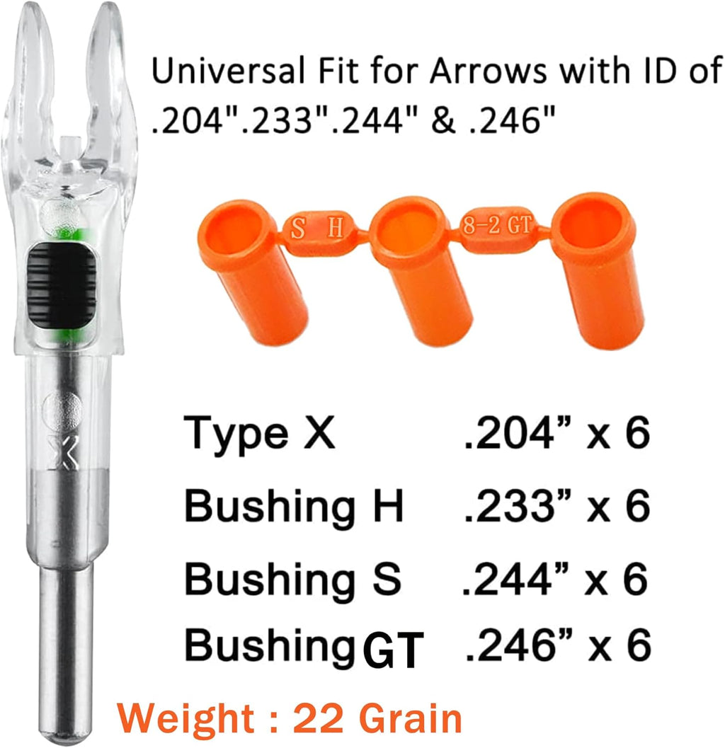 Skiennix Lighted Arrow Nocks - High-Visibility LED with ON/OFF Switch | Fits .204-.246 Diameter (6PCS)