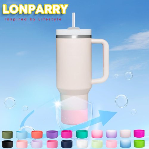 LONPARRY 4-Pack Silicone Boot for Stanley Cup 40 30 OZ, Boots for Stanley Cups Accessories 40 30OZ,Non-Slip Rubber Bottom Protector Cover,Noise Reduction Sleeve for Quencher H2.0 / IceFlow 20oz 30oz
