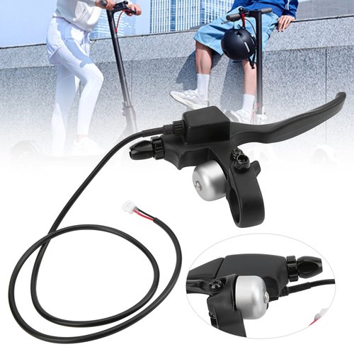 Yosoo Electric Scooter Brake Handle Levers, 8.5in Scooter Handlebar Brake Replacement with Bell, Waterproof Aluminum Alloy Scooter Handlebar Brake Level Electronic Brake Lever Set