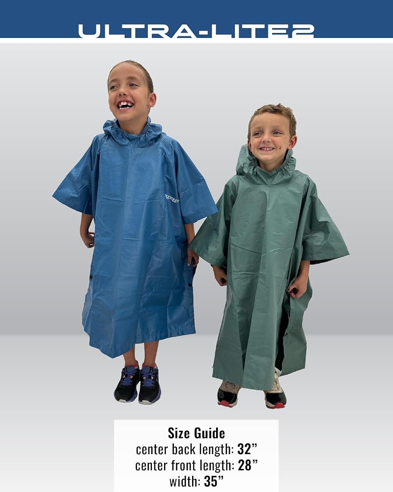 Frogg Toggs Ultra-Lite2 Waterproof Rain Poncho for Youth - Blue (Variation: Blue+Youth)