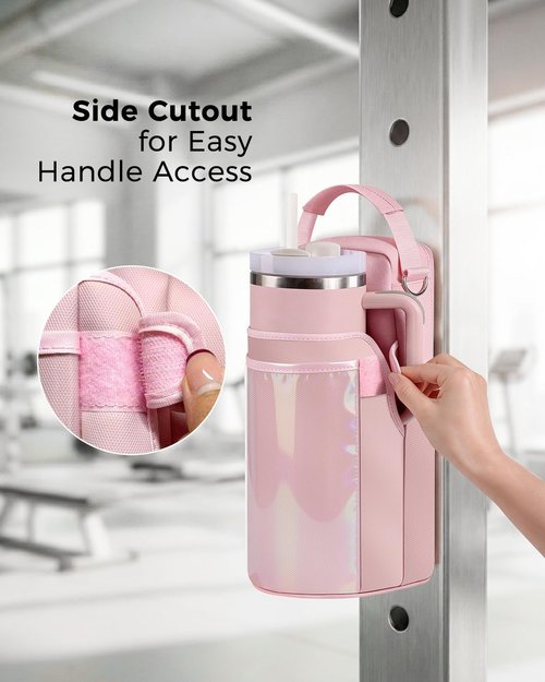 Magnetic Gym Bag for Women - Water Bottle Holder & Touchscreen Pocket | 4 Built-in Magnets, Fits 40oz Tumbler