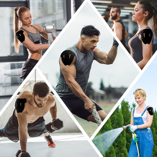 Kinesiology Tape for Shoulder, Upgraded 12PCS Precut Shoulder Tape for Pain Relief&Muscle Support, KTQUICK 5% Stronger Adhesive, Easy to Apply, Enhanced Elasticity,Waterproof&Breathable Cotton(Black)