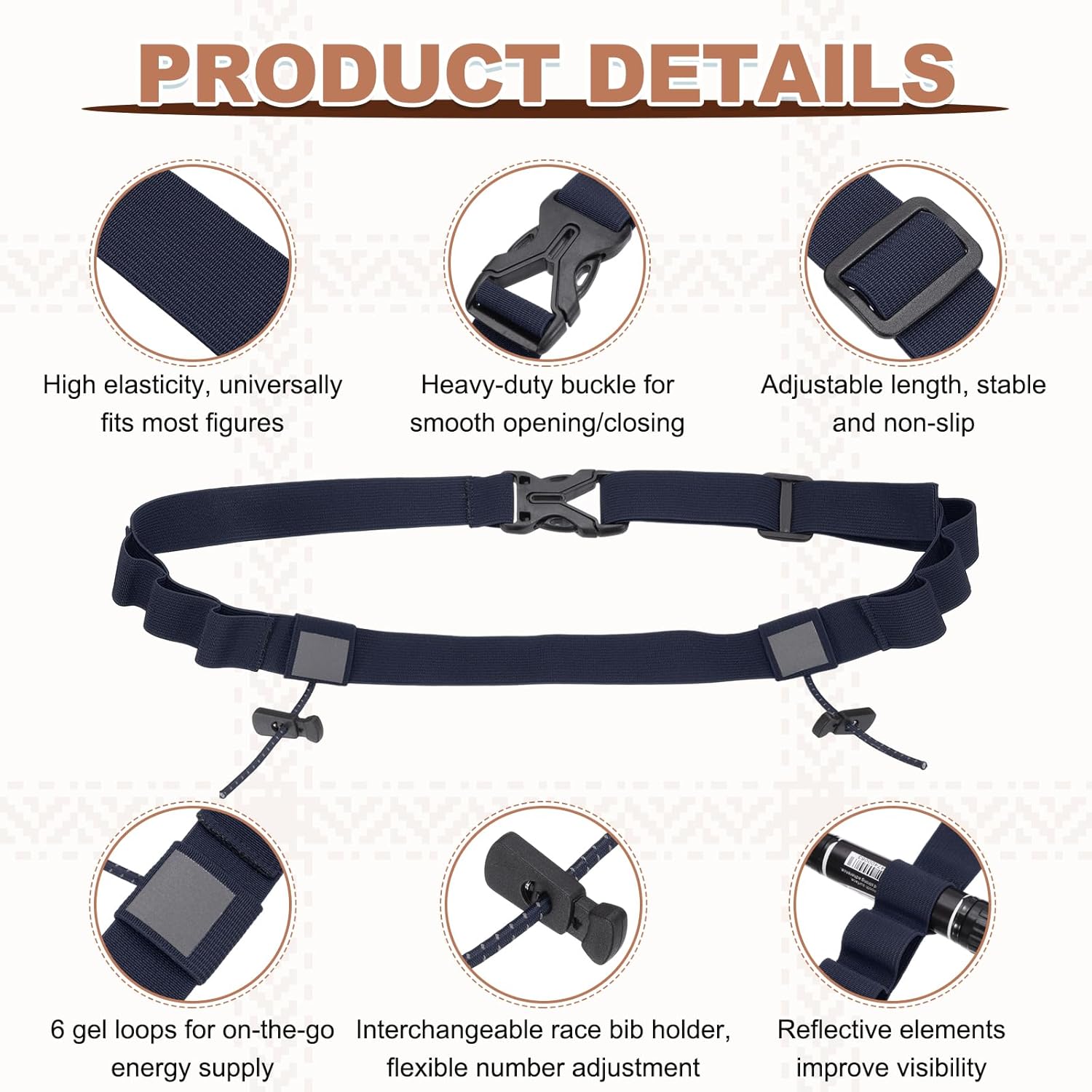 Skiennix Race Belt - Comfortable Triathlon Running Number Holder with 6 Gel Loops | Light Gray/Navy Blue, 2 Pcs