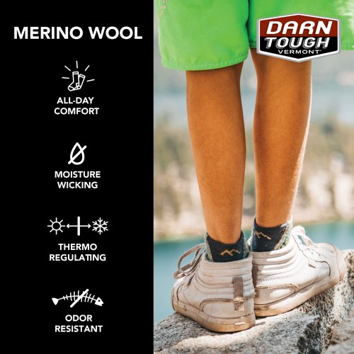 Darn Tough Jr. Kids' Sal Micro Crew Lightweight with Cushion Hiking Sock (Style 3043) - Lava, Medium