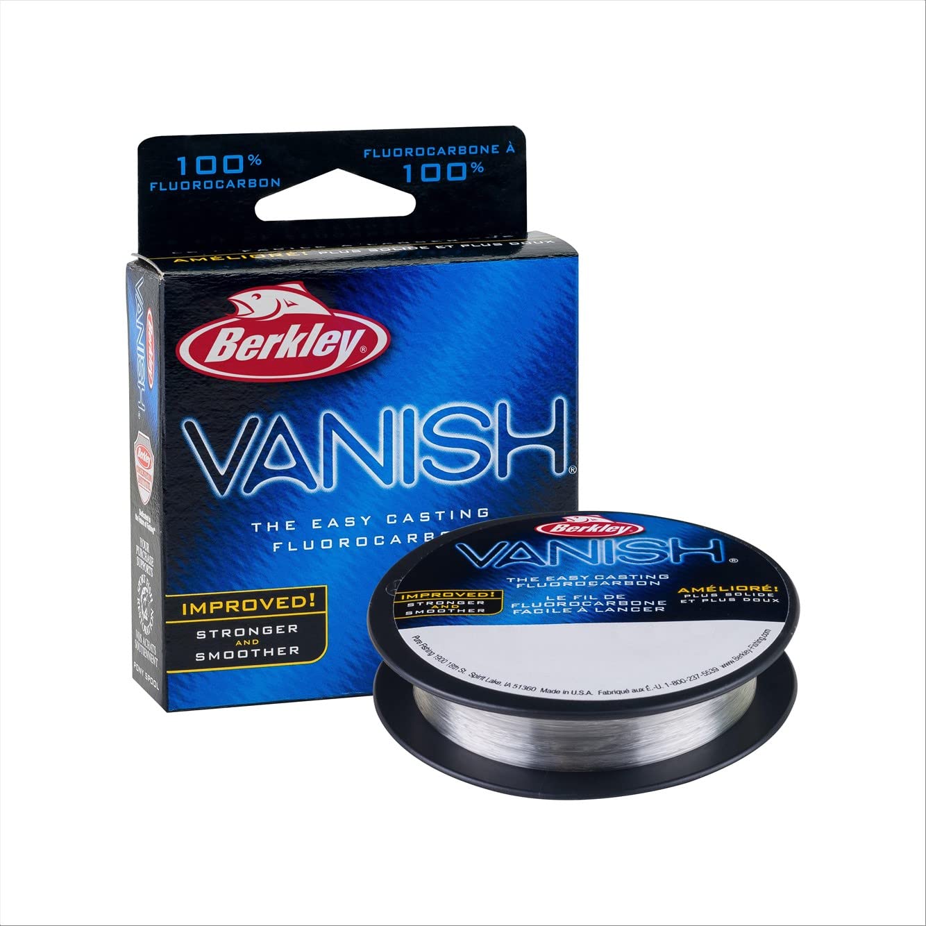 Berkley Vanish®, Clear, 2lb | 0.9kg, 110yd | 100m Fluorocarbon Fishing Line, Suitable for Saltwater and Freshwater Environments