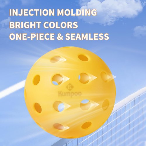KUMPOO Pickleball Balls Outdoor, 3 Pack - 40 Holes Pickleballs Great Bounce for Pickleball Paddles, Outdoor Pickle Balls Durable for Adults Tournament Play, High Visibility Orange