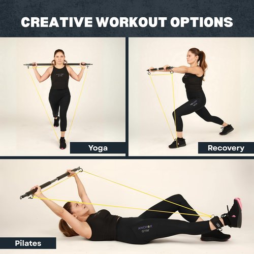Anchor Gym Resistance Band Bar - Portable Alloy Steel Workout Bar - Resistance Bar for Strength Training, Home Gym, Pilates, Yoga, Resistance Bands Compatible