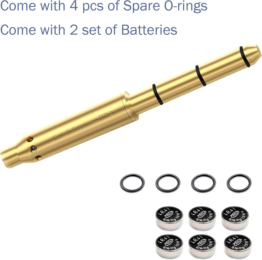 Red Laser Boresighter - 6.5MM Caliber Laser Bore Sight for Accurate Fitting in Revolvers, Pistols & Rifles