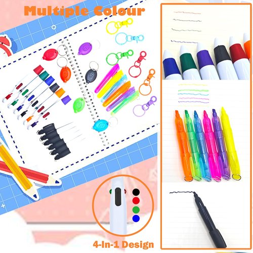 Daemson Nurse Pen Set, 6-Pack Nursing Essentials with Ballpoint Pens, Highlighters, Permanent Markers, LED Keychain Flashlights, and Badge Reel Clips