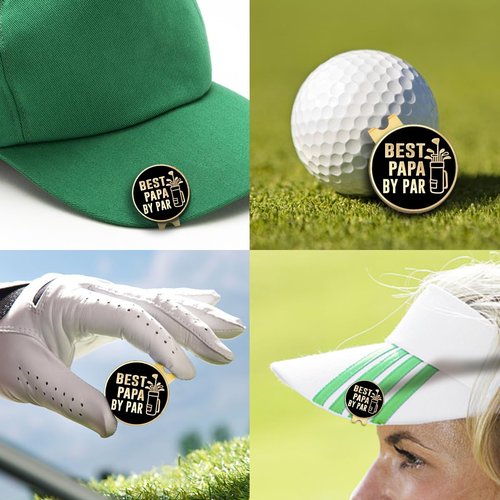 GEYGIE Best Papa by Par Black Gold Golf Ball Marker with Magnetic Hat Clip, Golf Accessories for Men, Golf Gift for Grandpa from Granddaughter Grandson, Birthday Retirement Gift for Grandpa?B?