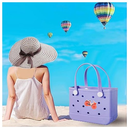 Kaddmedia Charms for Bogg Bag,MOMLIFE Bogg Bag Charms for Beach Tote Rubber Beach Bag Accessories,Insert Decorative Letter for Handbag Beach Tote Bag (Bicycle)