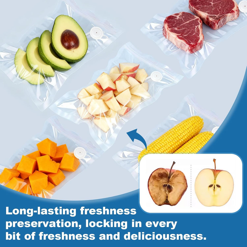 Skiennix Vacuum Sealer Bags - 8 PCS Reusable BPA-Free Heavy Duty Food Storage Bags | 10" x 11" Size