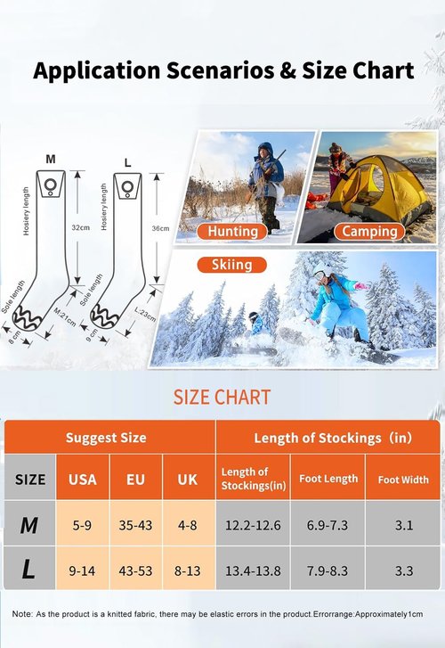 Heated Socks for Women Men, Auxemu APP Control Rechargeable Electric Heated Socks, 7.4v Fast Heating 6000mah Compact Battery Feet Warmer for Winter Outdoor Hunting Fishing Skiing(Style B, M)