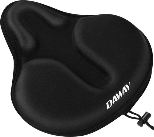DAWAY Bike Seat Cover - Comfortable Silicone Gel & Memory Foam Cushion for Men & Women | Fits Peloton & Mountain Bikes - XL/Large/Small