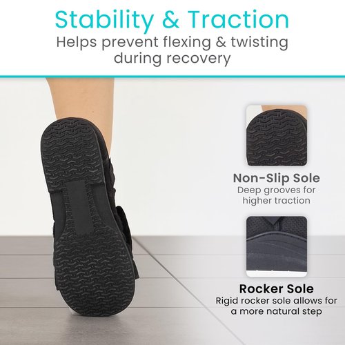 Vive Post Op Rounded Shoe for Injured Foot - Orthopedic Recovery Shoes for Women, Men - Lightweight, Adjustable Medical Walking Shoe for Post Surgery, Stress Fracture, Bunions, Sprains - Left or Right (Small)