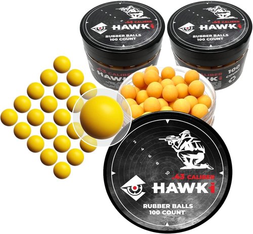 Hawki Rubber Balls - Reusable .50/.43 Cal Soft Rubber Training Balls for Paintball Guns