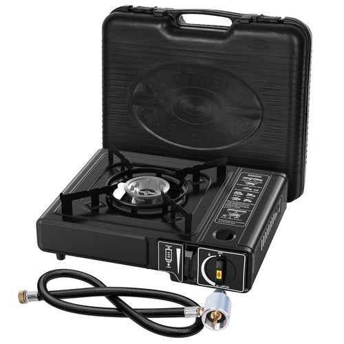 7800 BTU Dual Fuel Camp Stove, Butane or Propane Portable Stove for Camping, Lightweight Portable Camping Stove, Propane Adapter Hose and Carrying Case Included