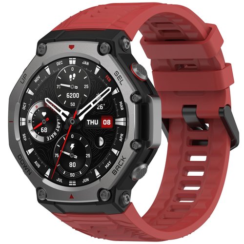 XINGMALY Replacement Compatible with Amazfit T-Rex 3 Bands, Texture Sport Replacement Soft Flexible Silicone Sweat Resistant Band Strap Wristband for Amazfit T-Rex 3 Smart Watch (White,Red,Black)