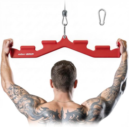 LAT Pull Down Bar - 6 Ergonomic Handles for Neutral Grip | Ideal for Whole Back Training