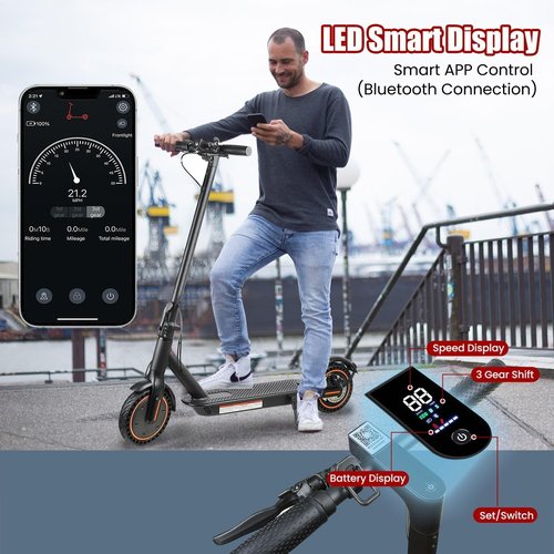 **Skiennix Electric Scooter for Adults - 350W Motor, 19MPH Max Speed, Portable & Foldable Design**