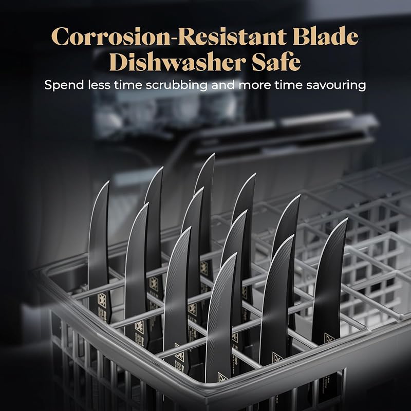 CuoCreate 8-Piece Non-Serrated Steak Knife Set, 4.7 Inch Dishwasher Safe - Variation of THIS listing