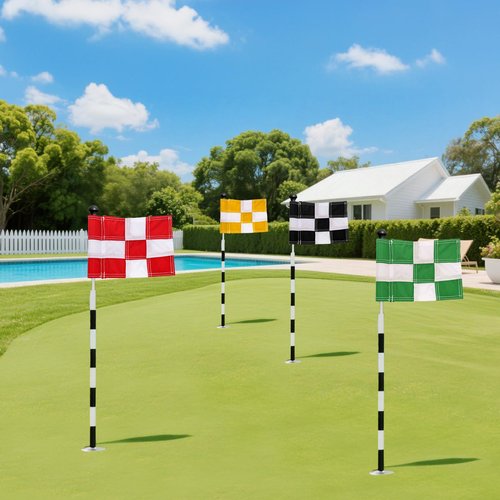 Bekith 4 Pcs Golf Flag Mini, Fade-Resistant 420D Nylon Golf Flags with Tube Inserted, Putting Green Flags for Yard Backyard Garden Practice, 8.5x6 Inch
