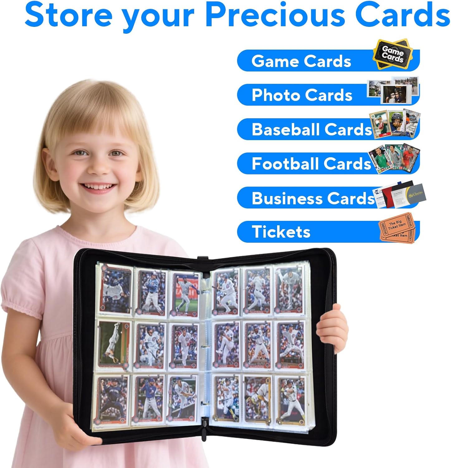 Portable 9-Pocket Trading Card Binder by [Brand Name] - Holds 720 Cards with 40 Removable Sleeves | Ideal for Sports & Game Cards