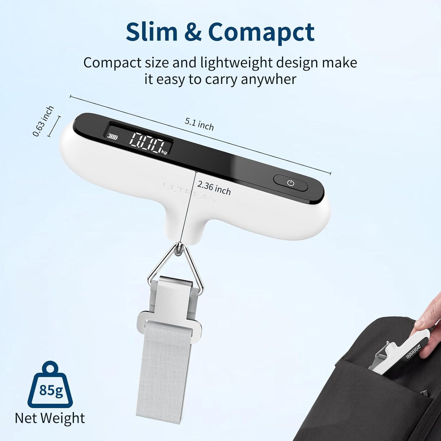 Ultrean Luggage Scale - 110lb Digital Suitcase Weight Scale for Travel | Portable Handheld Design