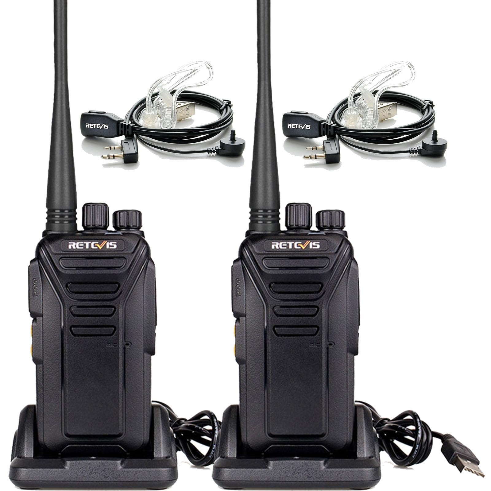 Retevis RT27V MURS Radios, Walkie Talkies with Earpiece, Long Range, Rechargeable, Low-Traffic Channel, Durable, Two Way Radios for Hunting Camping Farm（2 Pack）