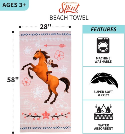 Franco Spirit Riding Free Kids Bath Towel - Super Soft Cotton, 58 in x 28 in, Perfect for Pool & Beach