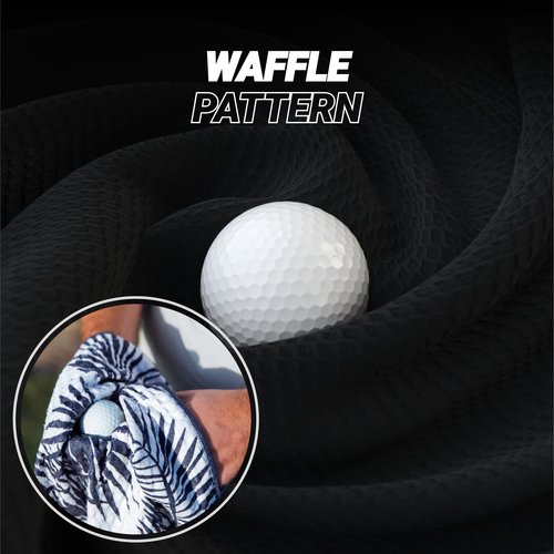 Blue Tees 4 in 1 Magnetic Golf Towel - Standard & Caddy Sizes - Silicone Brush - Groove Cleaner - Magnetic Golf Towels for Golf Bags - Strong Hold to Golf Carts or Clubs - Black - Standard 18"x18"