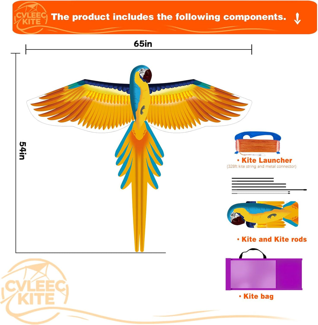 Parrot Kite - Easy-to-Fly Outdoor Kite for Kids & Adults | Perfect for Beginners, Beaches & Backyards