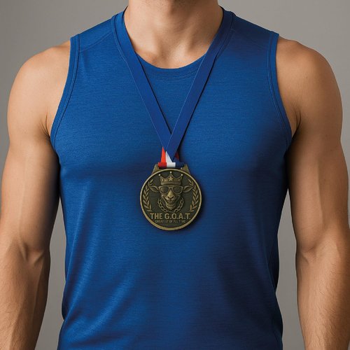 Goat Medal - 3-Inch Champion Pendant with Award Ribbon | Ultimate MVP Chain for Sports Tournaments