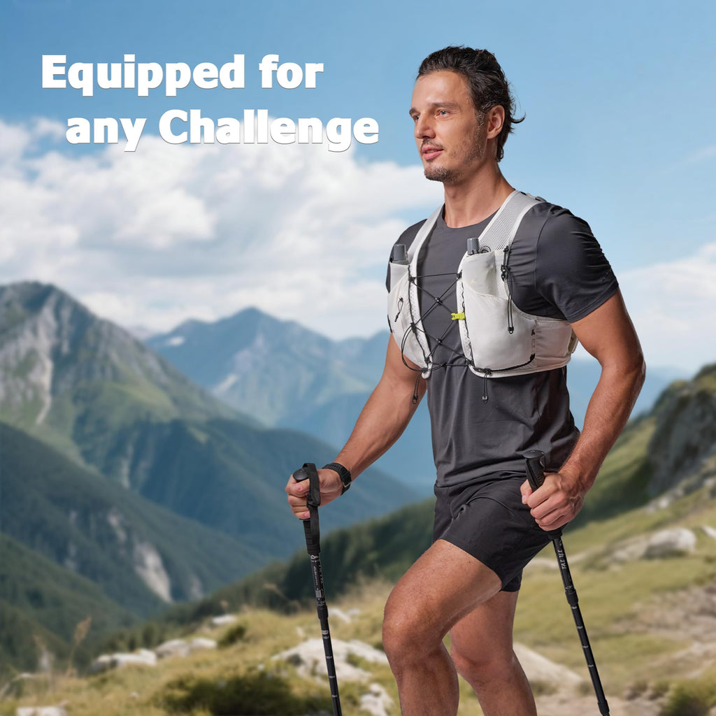 Running Hydration Vest for Women Men, Lightweight Water Vest with 2 TPU 250ML Soft Flask, Adjustable Chest Straps Hydration Backpack for Shorter Runs