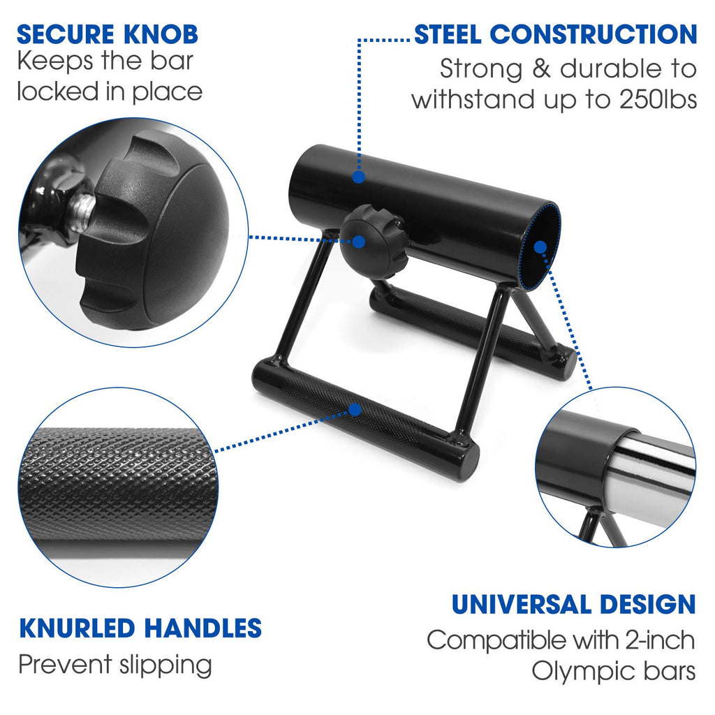 Yes4All Landmine Double D Row Handle/Landmine Handle Attachment with Diamond Knurled Handles – Double D Landmine Handle Fits 2-inch Olympic Bars