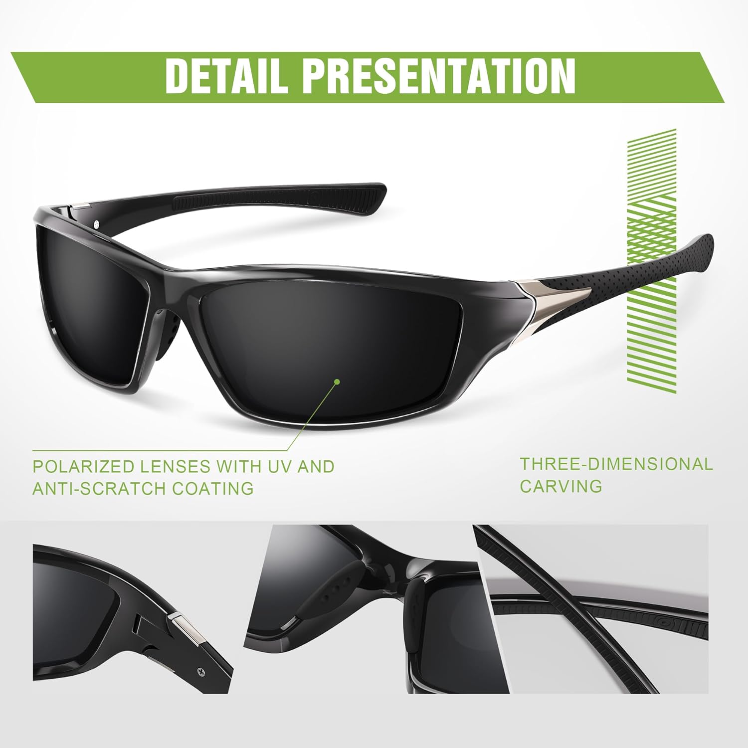 Skiennix Polarized Sports Sunglasses - UV Protection for Men | 3 Pack for Cycling, Fishing, Driving
